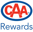 CAA Rewards logo with red and blue text.